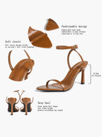 Patent Leather Two-Strap Heeled Sandals Stilettos Casual Party Graduation