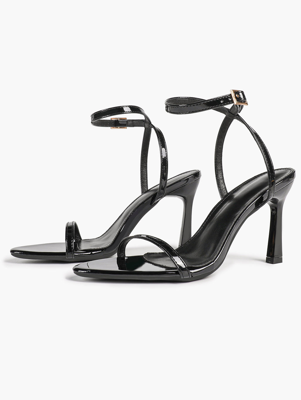 Patent Leather Two-Strap Heeled Sandals Stilettos Casual Party Graduation