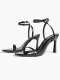 Patent Leather Two-Strap Heeled Sandals Stilettos Casual Party Graduation