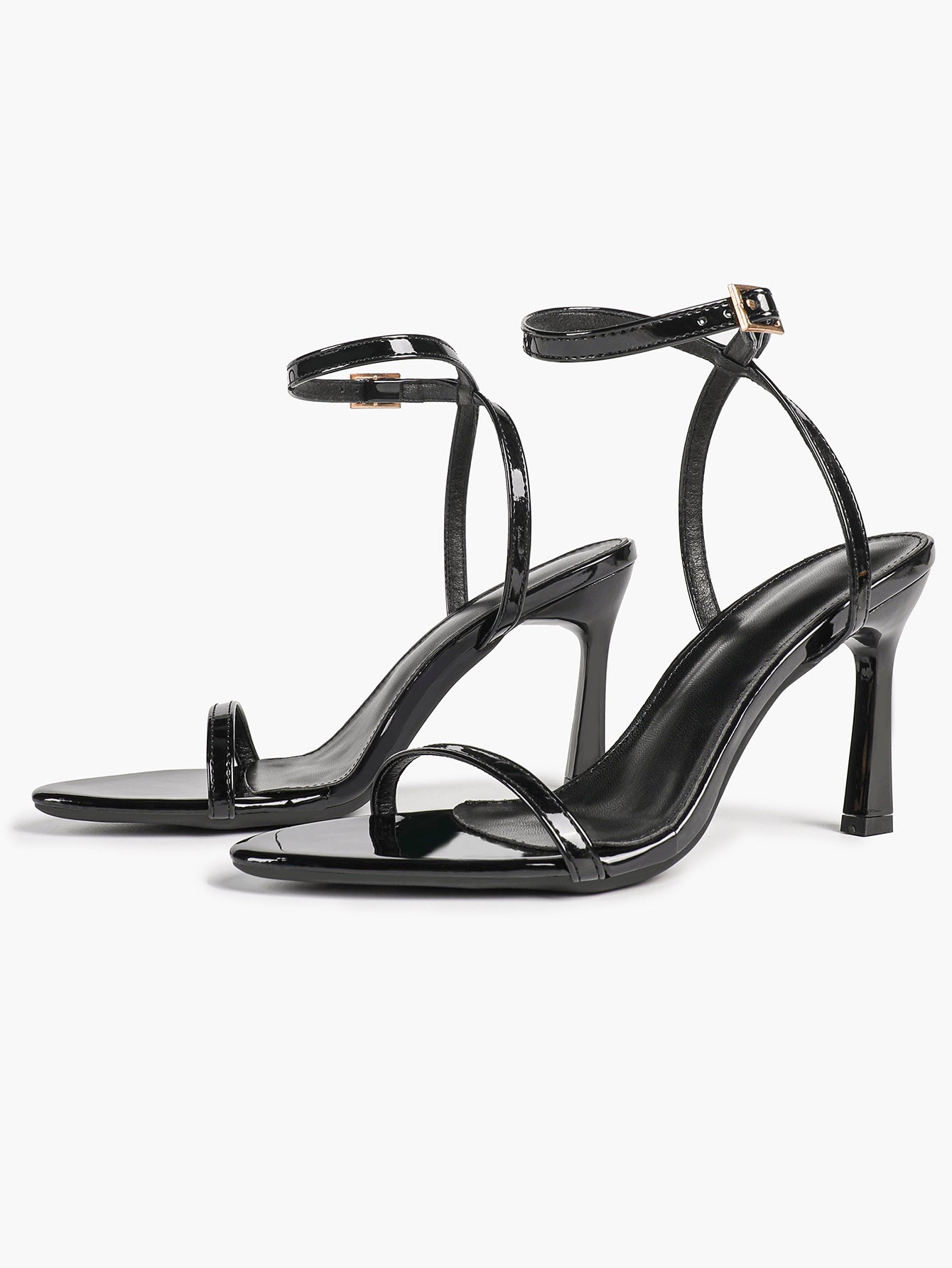 Patent Leather Two-Strap Heeled Sandals Stilettos Casual Party Graduation