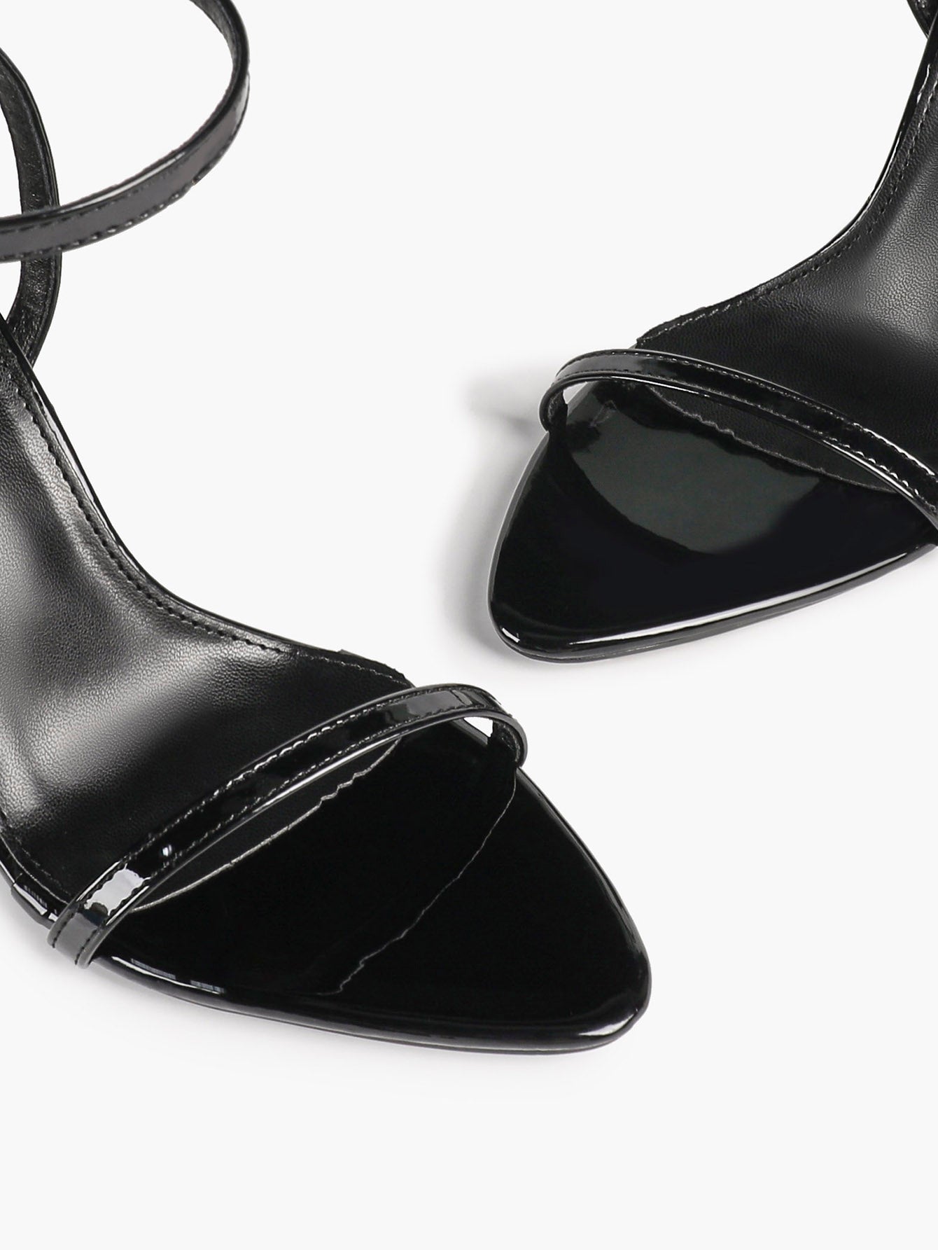 Patent Leather Two-Strap Heeled Sandals Stilettos Casual Party Graduation