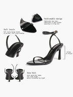 Patent Leather Two-Strap Heeled Sandals Stilettos Casual Party Graduation