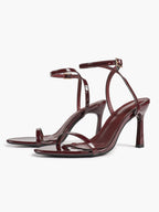 Patent Leather Two-Strap Heeled Sandals Stilettos Casual Party Graduation