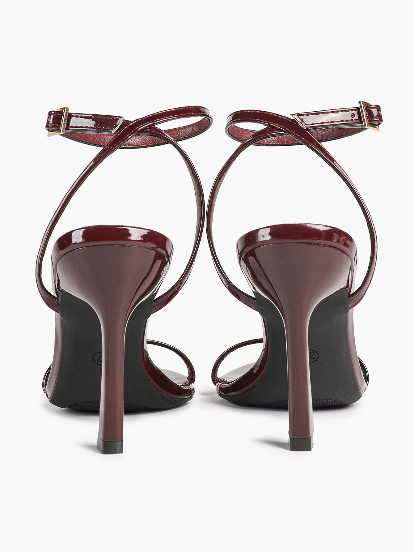 Patent Leather Two-Strap Heeled Sandals Stilettos Casual Party Graduation