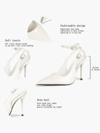Pointed Toe Ankle Strap Pumps Adjustable Buckle Stiletto Heels Elegant Shoes Office Party