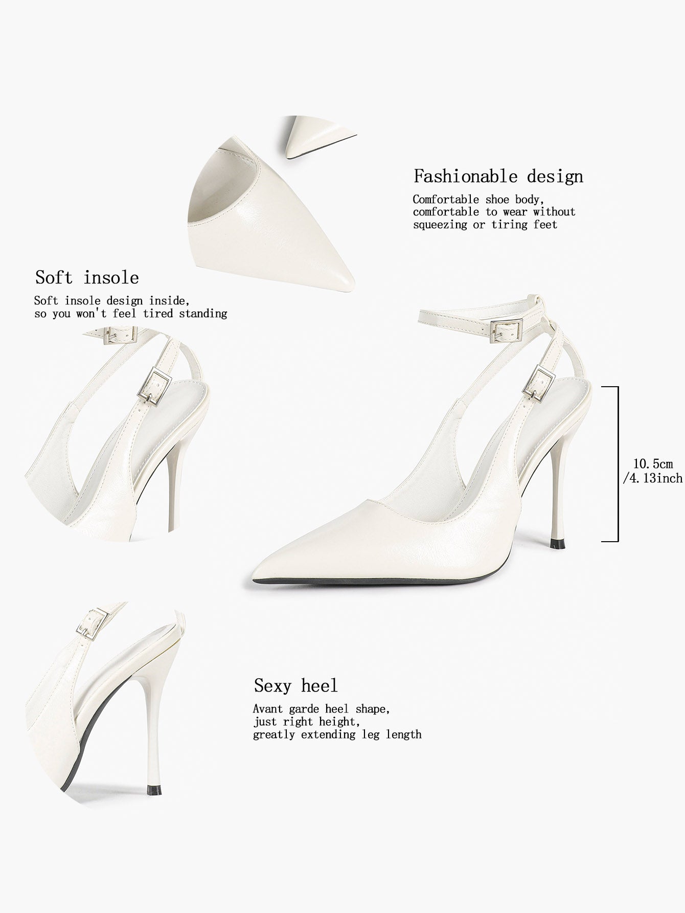 Pointed Toe Ankle Strap Pumps Adjustable Buckle Stiletto Heels Elegant Shoes Office Party