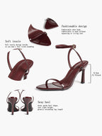 Patent Leather Two-Strap Heeled Sandals Stilettos Casual Party Graduation