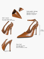 Pointed Toe Ankle Strap Pumps Adjustable Buckle Stiletto Heels Elegant Shoes Office Party