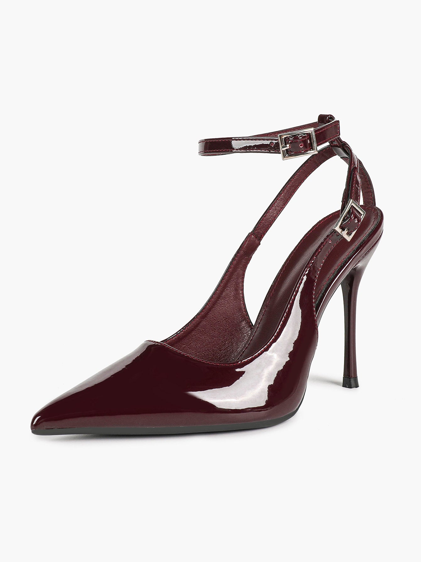 Pointed Toe Ankle Strap Pumps Adjustable Buckle Stiletto Heels Elegant Shoes Office Party
