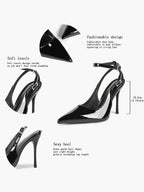 Pointed Toe Ankle Strap Pumps Adjustable Buckle Stiletto Heels Elegant Shoes Office Party