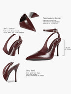 Pointed Toe Ankle Strap Pumps Adjustable Buckle Stiletto Heels Elegant Shoes Office Party
