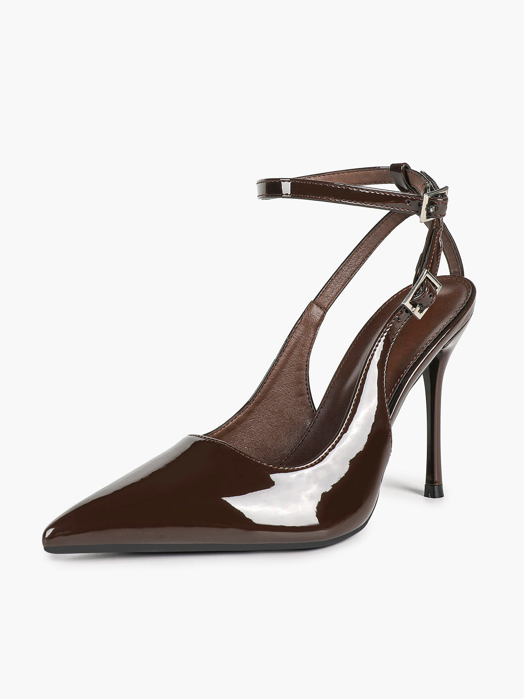 Pointed Toe Ankle Strap Pumps Adjustable Buckle Stiletto Heels Elegant Shoes Office Party