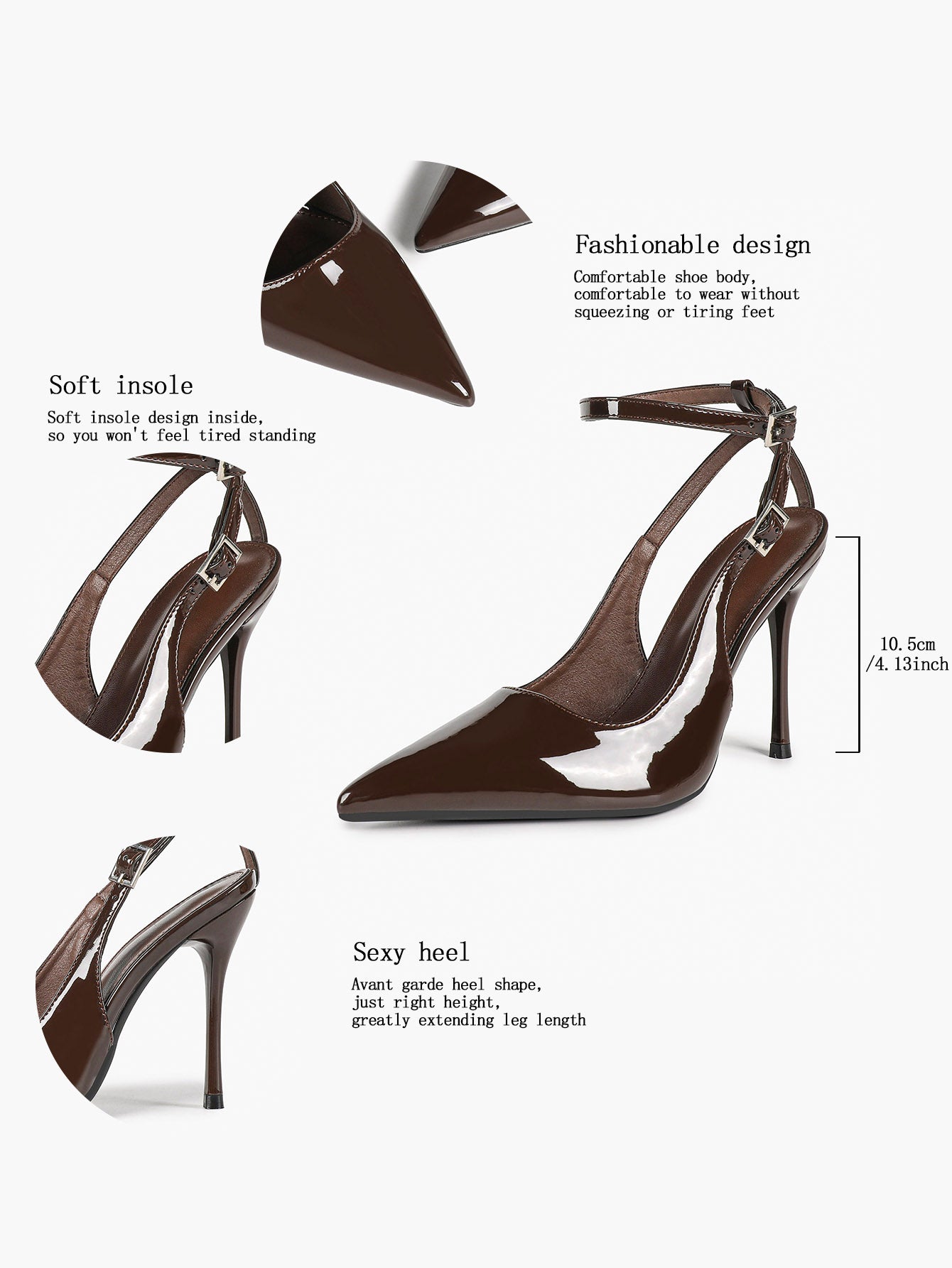 Pointed Toe Ankle Strap Pumps Adjustable Buckle Stiletto Heels Elegant Shoes Office Party
