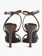 Women's Rhinestone Buckle Heeled Sandals Pointed Toe Ankle Strap Block Heels Night Out Party
