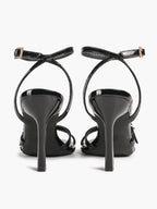 Women's Rhinestone Buckle Heeled Sandals Pointed Toe Ankle Strap Block Heels Night Out Party