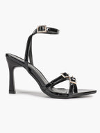 Women's Rhinestone Buckle Heeled Sandals Pointed Toe Ankle Strap Block Heels Night Out Party