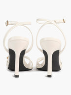 Women's Rhinestone Buckle Heeled Sandals Pointed Toe Ankle Strap Block Heels Night Out Party