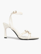 Women's Rhinestone Buckle Heeled Sandals Pointed Toe Ankle Strap Block Heels Night Out Party