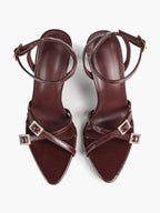 Women's Rhinestone Buckle Heeled Sandals Pointed Toe Ankle Strap Block Heels Night Out Party