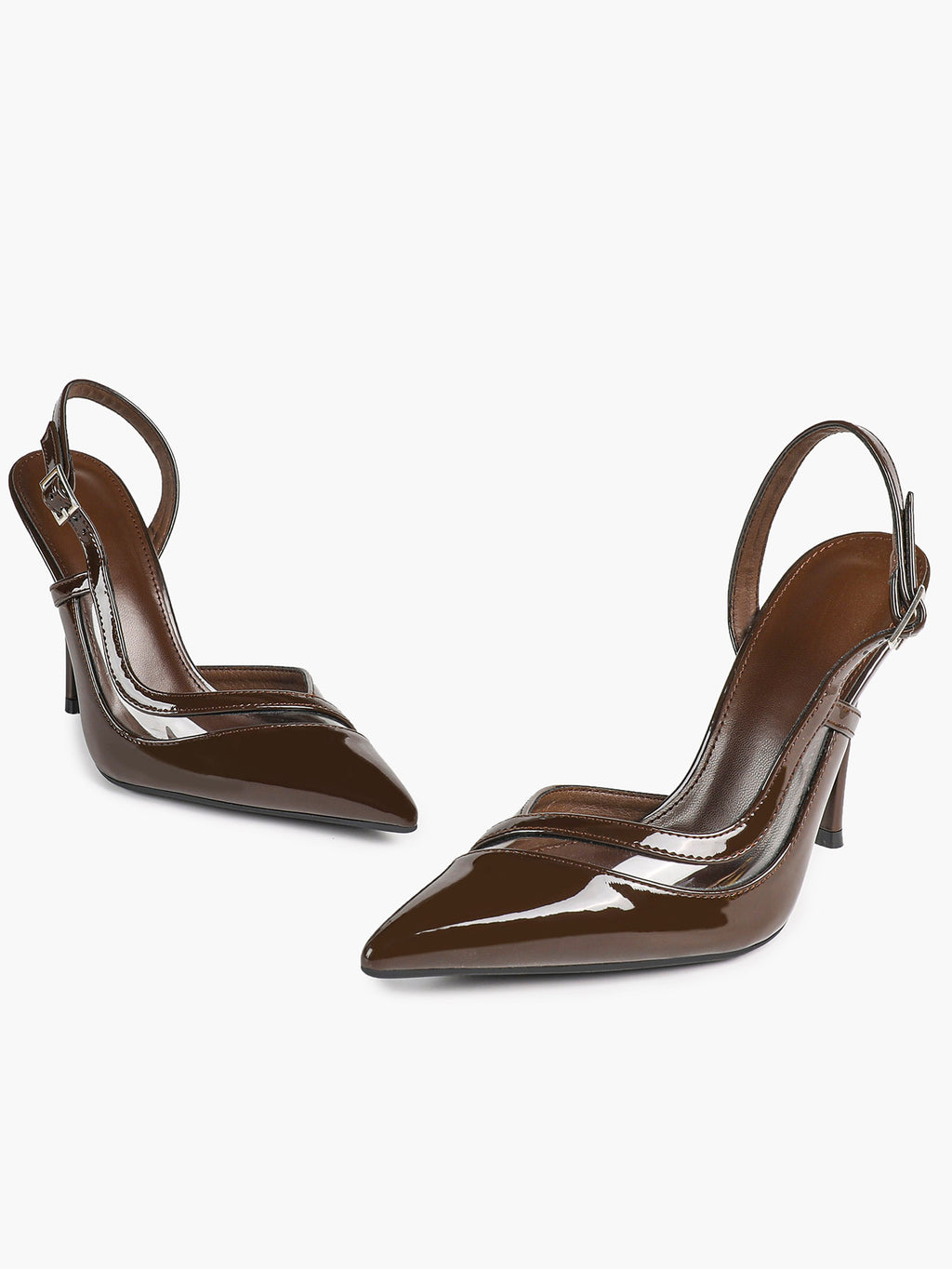 Pointed Toe PVC Cutout Slingback Heels Modern Stilettos Bridal Office Pumps