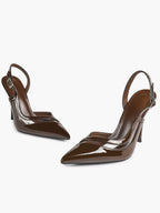 Pointed Toe PVC Cutout Slingback Heels Modern Stilettos Bridal Office Pumps