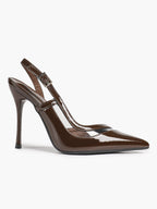 Pointed Toe PVC Cutout Slingback Heels Modern Stilettos Bridal Office Pumps
