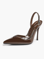 Pointed Toe PVC Cutout Slingback Heels Modern Stilettos Bridal Office Pumps