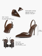 Pointed Toe PVC Cutout Slingback Heels Modern Stilettos Bridal Office Pumps