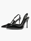 Pointed Toe PVC Cutout Slingback Heels Modern Stilettos Bridal Office Pumps