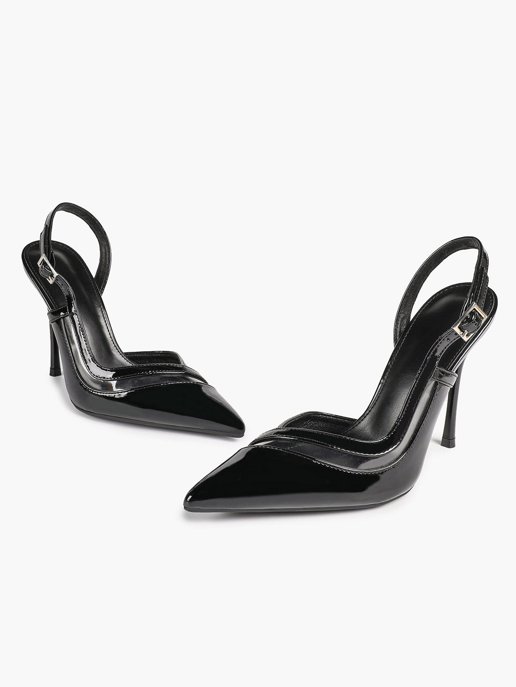 Pointed Toe PVC Cutout Slingback Heels Modern Stilettos Bridal Office Pumps