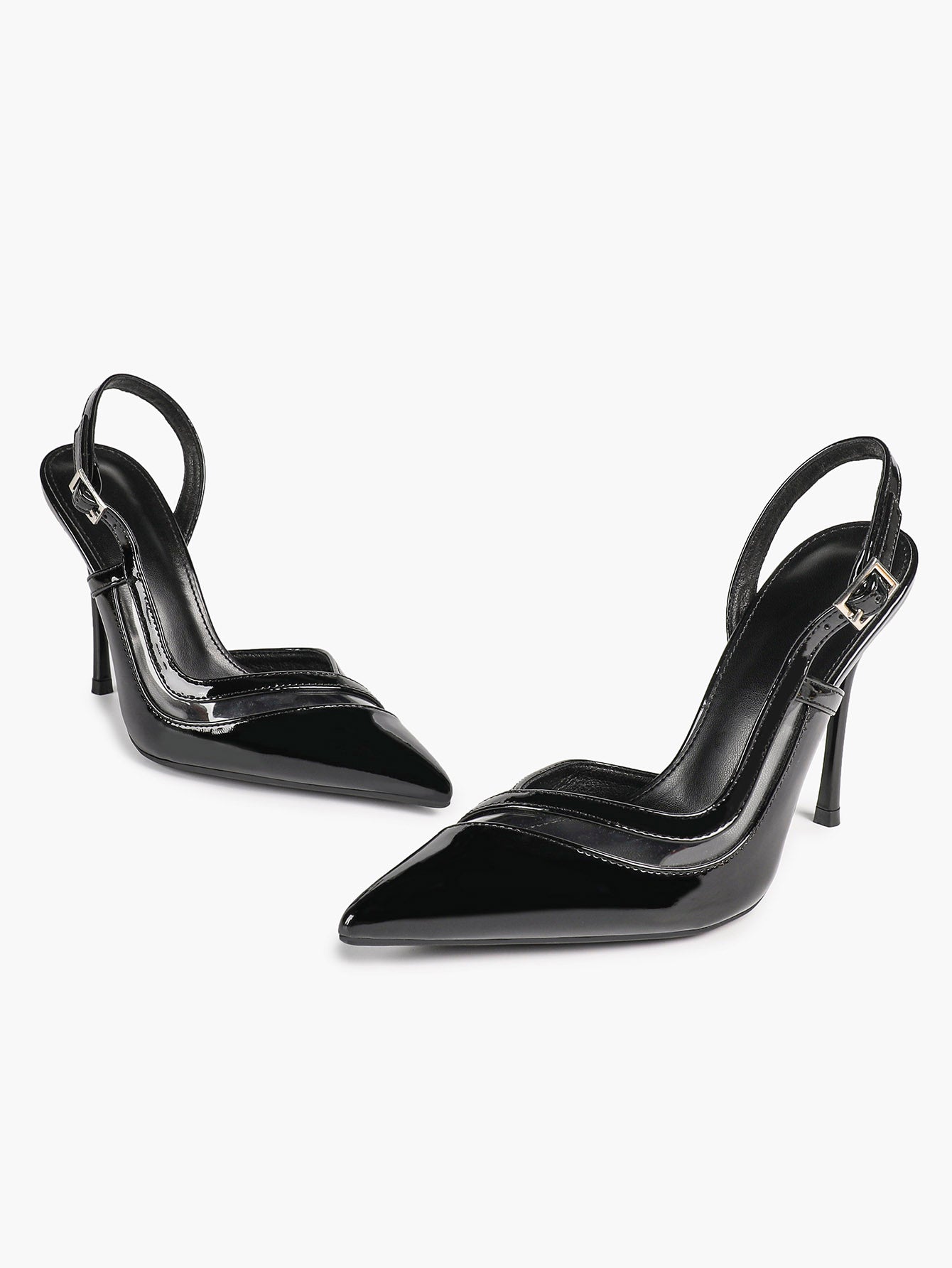 Pointed Toe PVC Cutout Slingback Heels Modern Stilettos Bridal Office Pumps