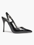 Pointed Toe PVC Cutout Slingback Heels Modern Stilettos Bridal Office Pumps