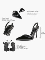 Pointed Toe PVC Cutout Slingback Heels Modern Stilettos Bridal Office Pumps