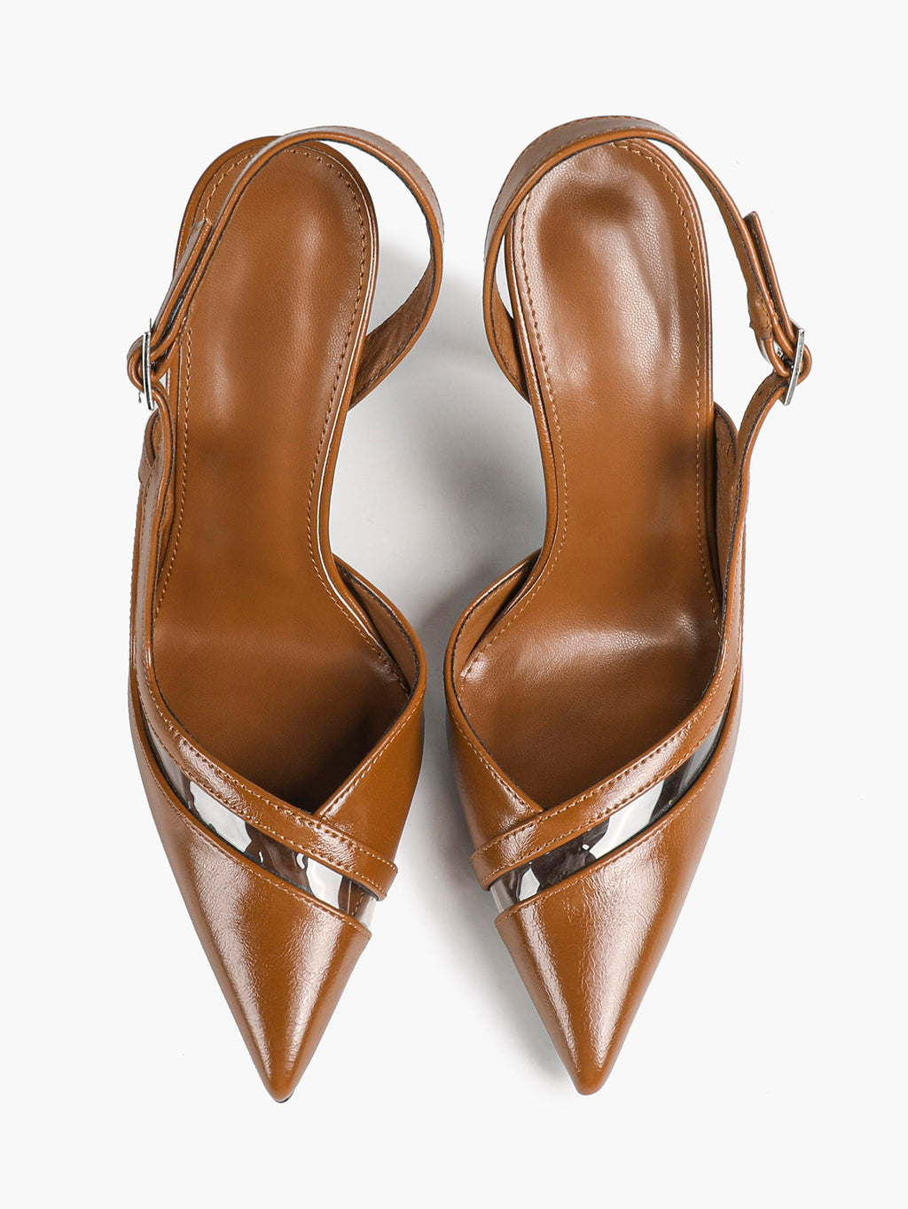 Pointed Toe PVC Cutout Slingback Heels Modern Stilettos Bridal Office Pumps