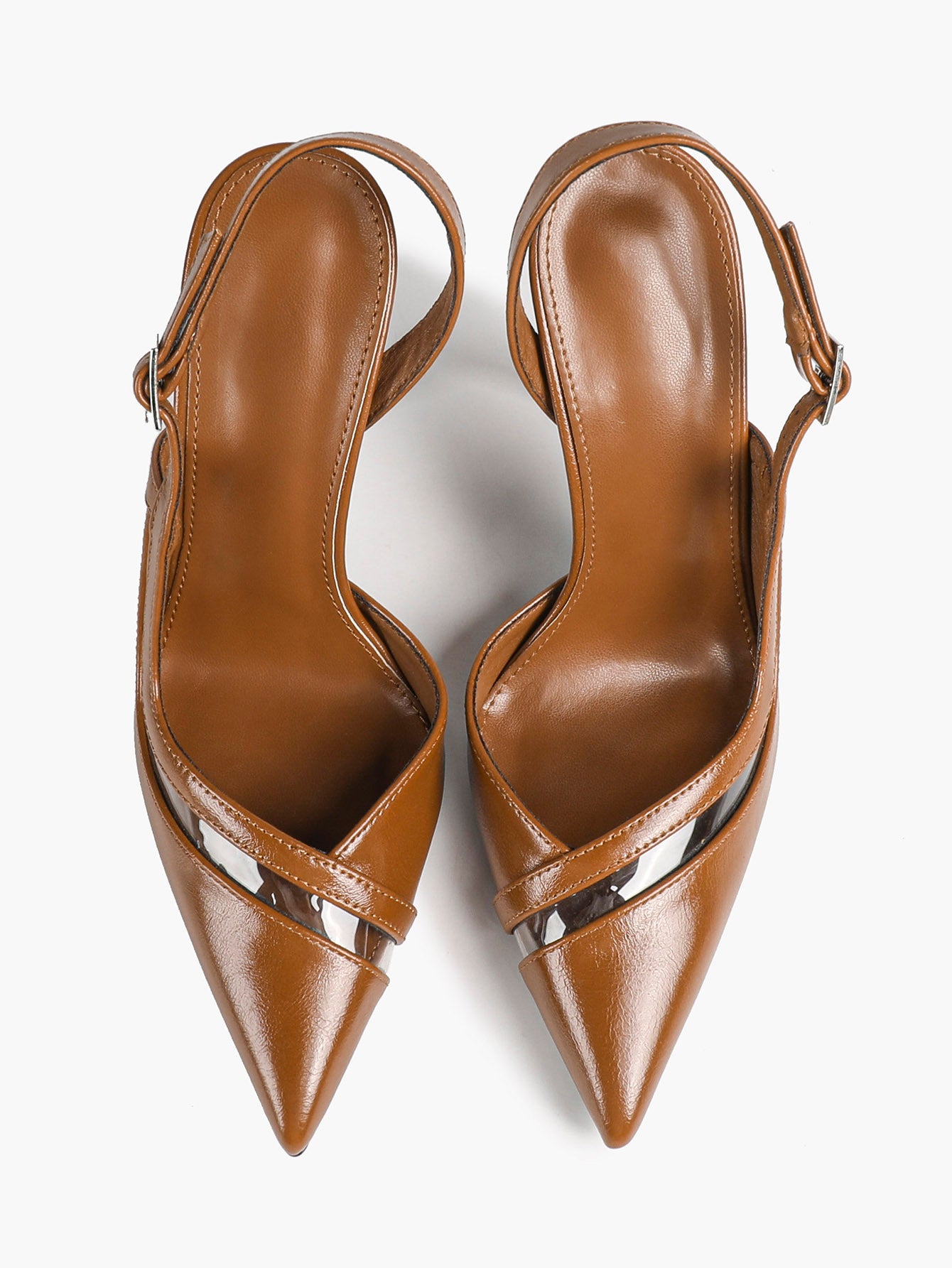 Pointed Toe PVC Cutout Slingback Heels Modern Stilettos Bridal Office Pumps
