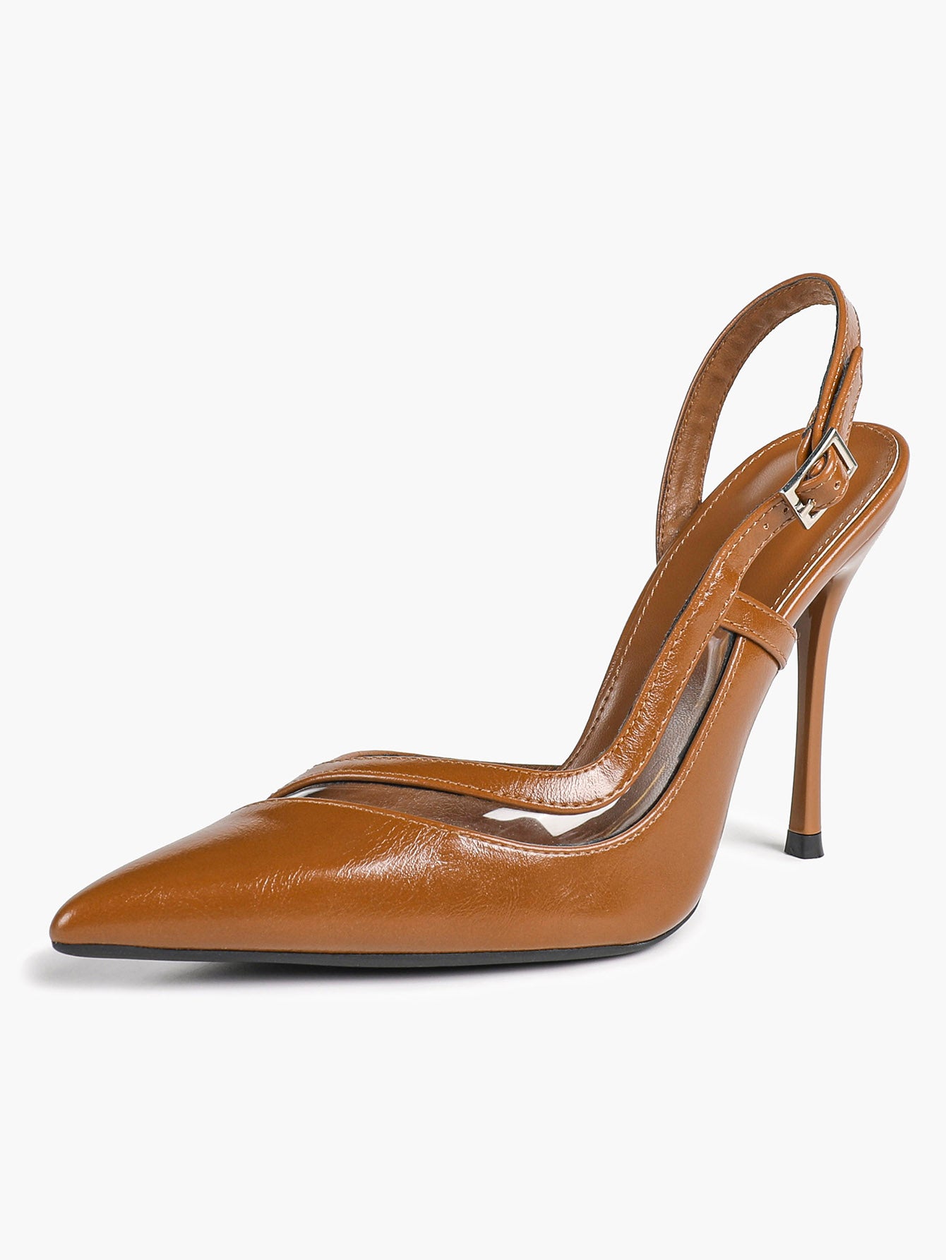 Pointed Toe PVC Cutout Slingback Heels Modern Stilettos Bridal Office Pumps