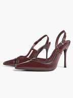 Pointed Toe PVC Cutout Slingback Heels Modern Stilettos Bridal Office Pumps