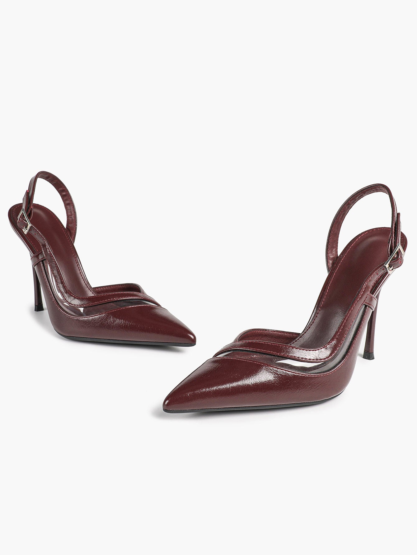 Pointed Toe PVC Cutout Slingback Heels Modern Stilettos Bridal Office Pumps