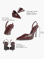Pointed Toe PVC Cutout Slingback Heels Modern Stilettos Bridal Office Pumps