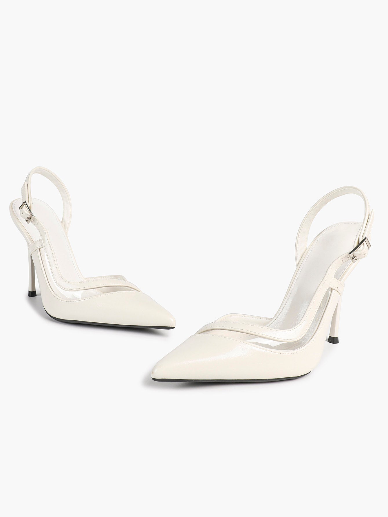 Pointed Toe PVC Cutout Slingback Heels Modern Stilettos Bridal Office Pumps