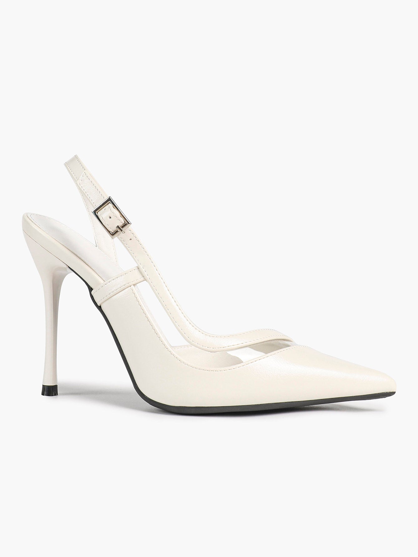 Pointed Toe PVC Cutout Slingback Heels Modern Stilettos Bridal Office Pumps