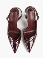 Pointed Toe PVC Cutout Slingback Heels Modern Stilettos Bridal Office Pumps