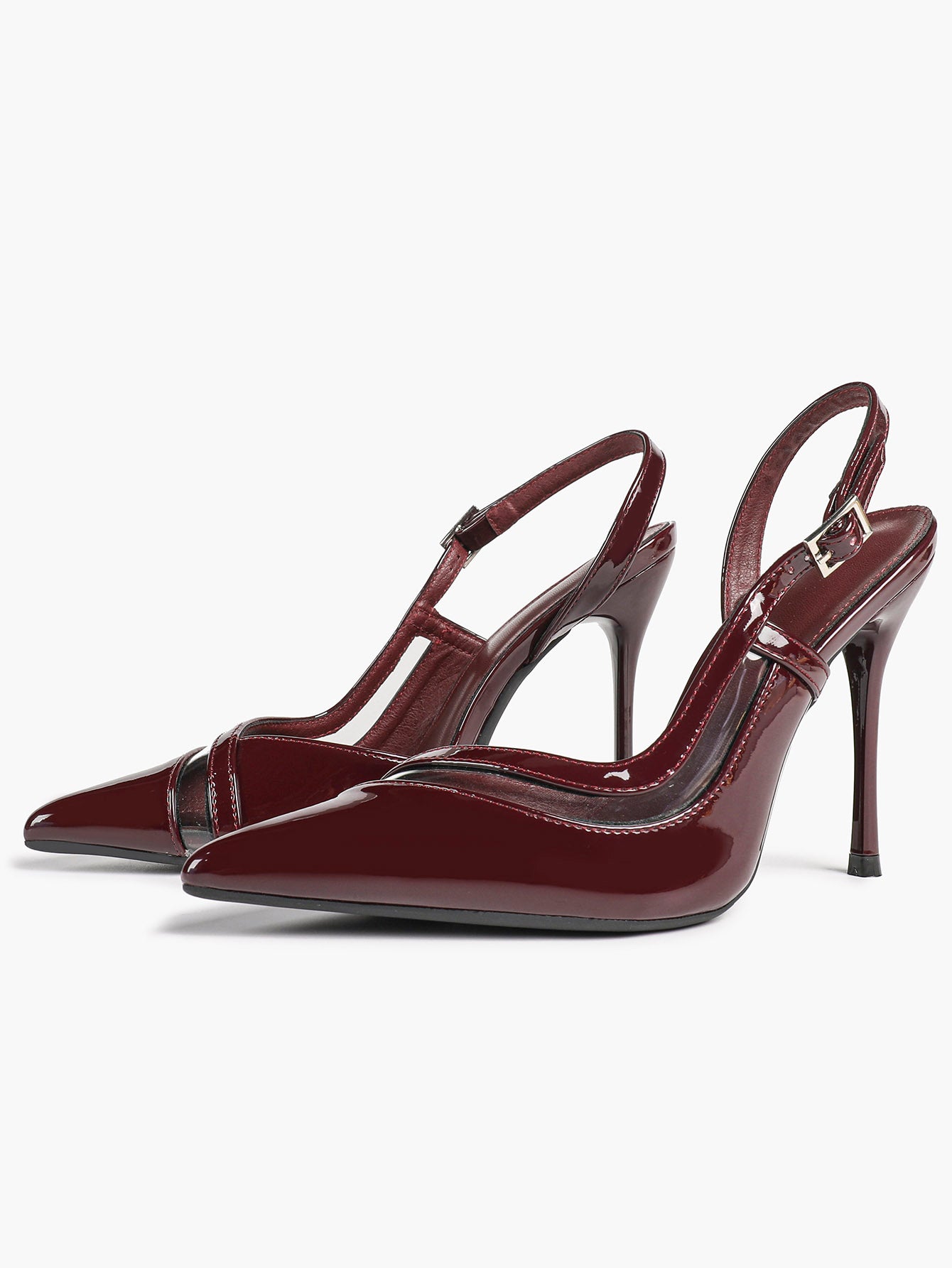 Pointed Toe PVC Cutout Slingback Heels Modern Stilettos Bridal Office Pumps