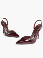 Pointed Toe PVC Cutout Slingback Heels Modern Stilettos Bridal Office Pumps
