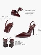 Pointed Toe PVC Cutout Slingback Heels Modern Stilettos Bridal Office Pumps