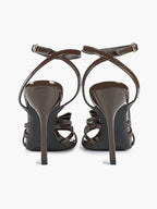 Patent Leather Bow Ankle Strap Heeled Sandals, Square Toe Stiletto Pumps Party Festive