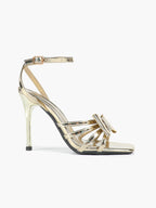 Patent Leather Bow Ankle Strap Heeled Sandals, Square Toe Stiletto Pumps Party Festive