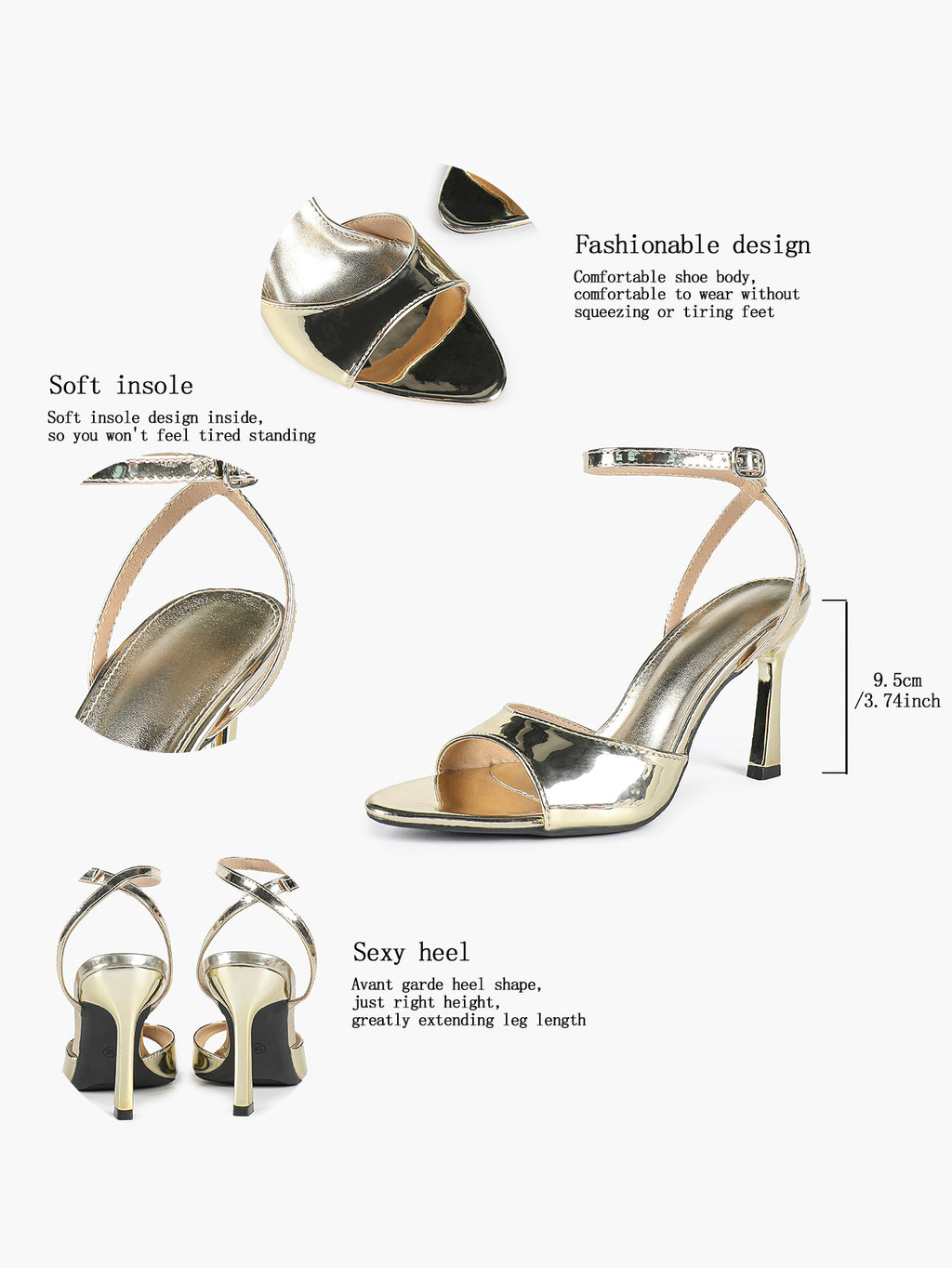 Open Toe Ankle Strap High Heel Sandals Stiletto Heel Sandals Summer Party Date Night