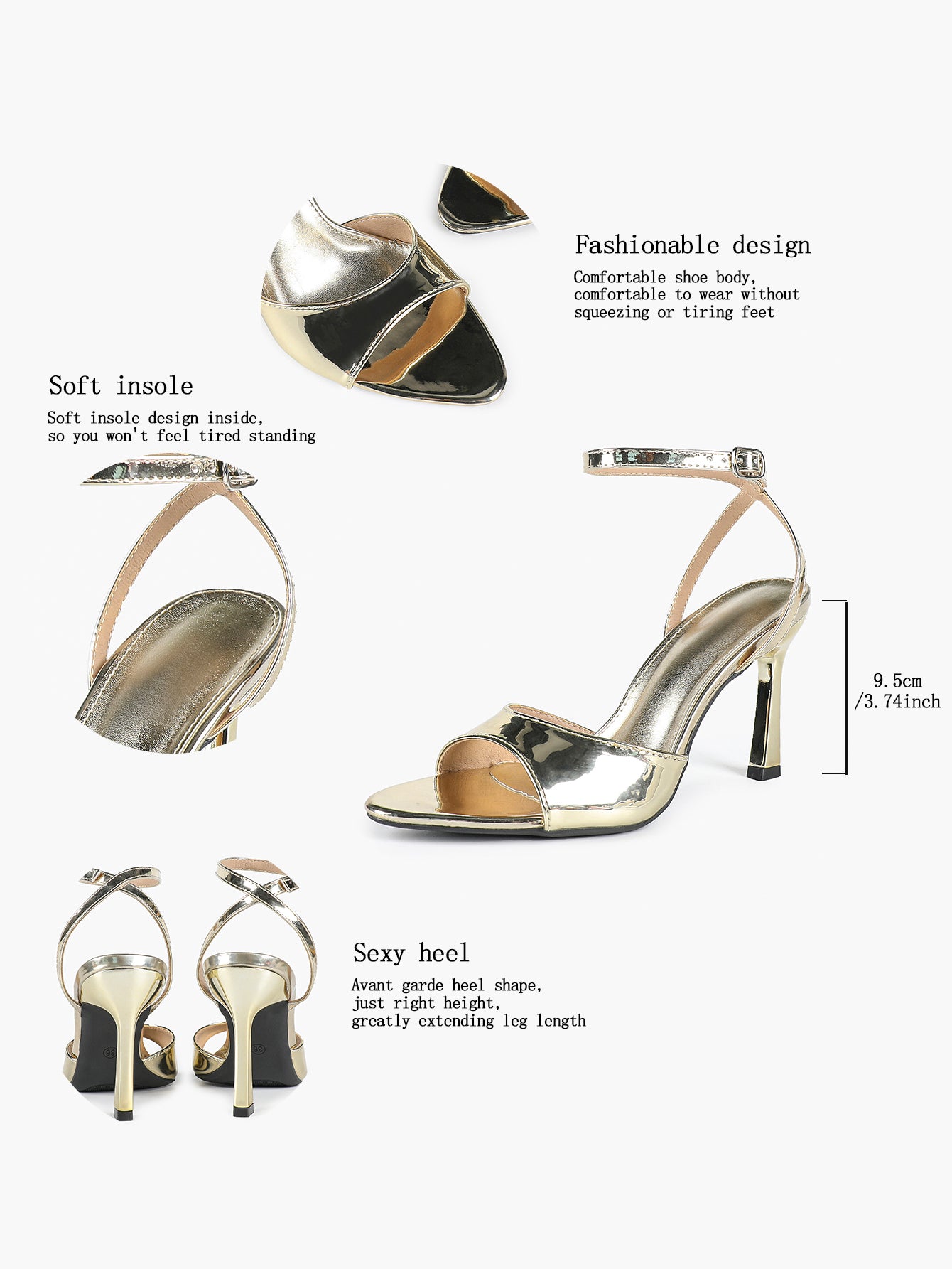 Open Toe Ankle Strap High Heel Sandals Stiletto Heel Sandals Summer Party Date Night