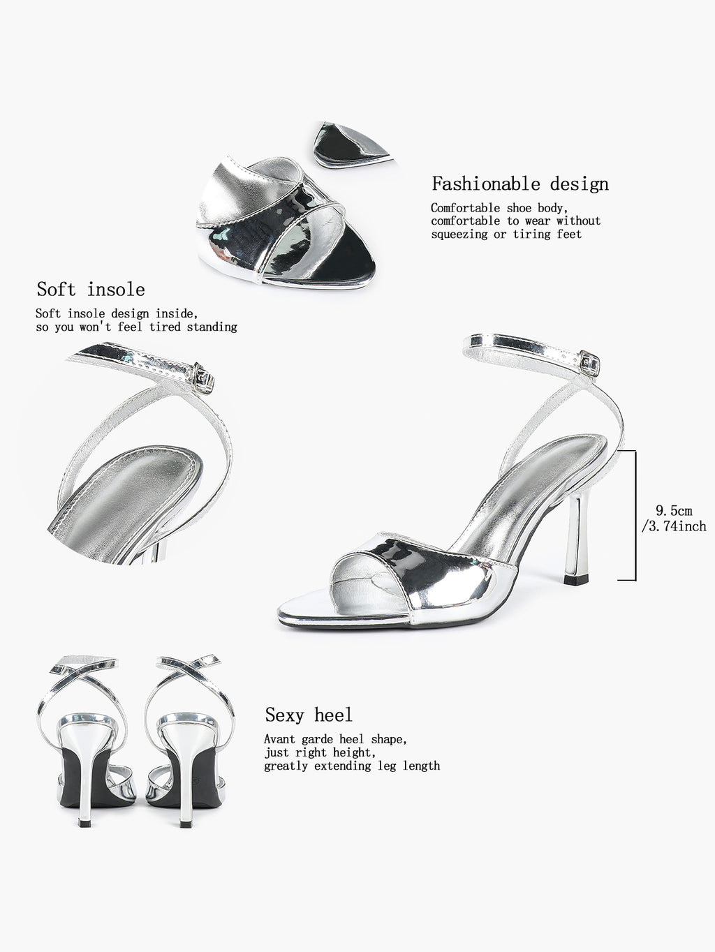 Open Toe Ankle Strap High Heel Sandals Stiletto Heel Sandals Summer Party Date Night